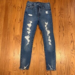 Aeropostale Women's Distressed Dark Blue Jeggings, Size 8